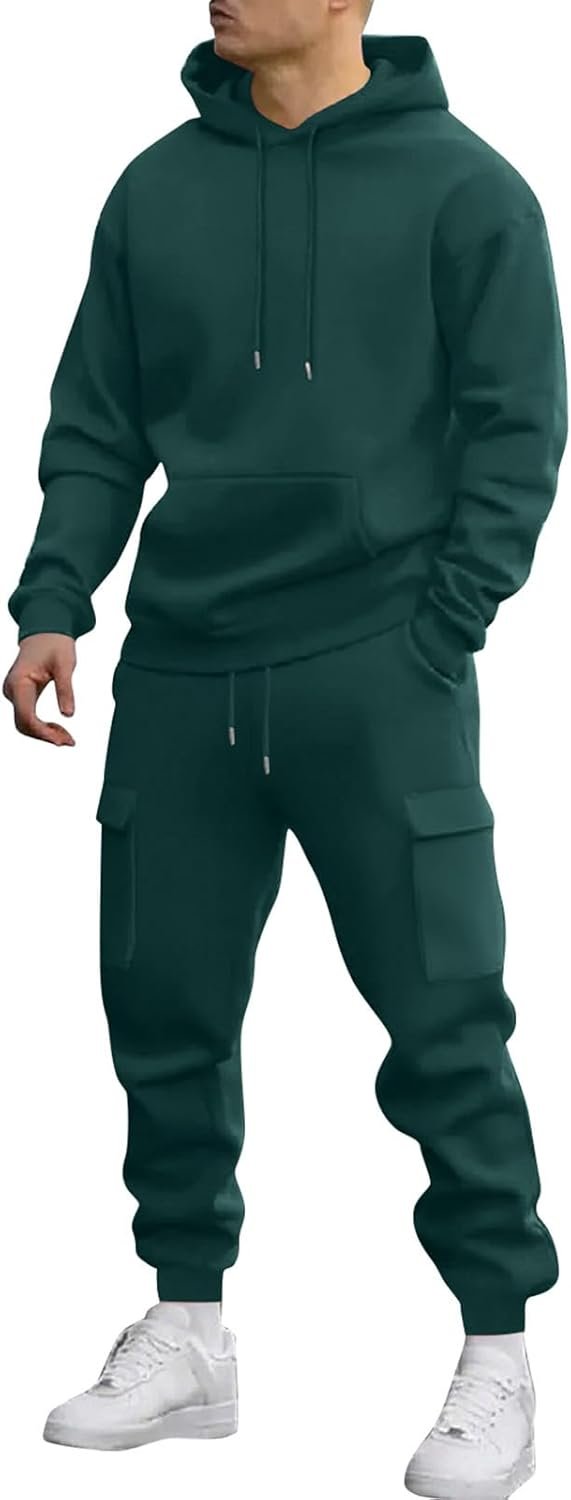 Men's Sweatshirt 2 Piece Set Mens Solid Color Casual Sweatsuits Sports Suit Sweatshirt Sweatpants Suit - Image 2