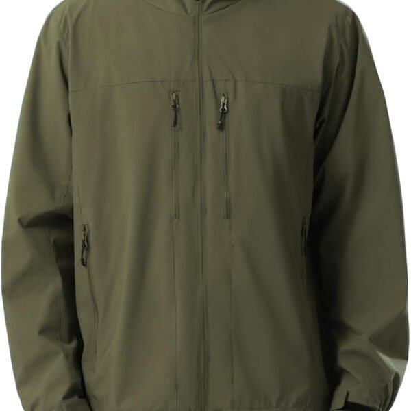 Men's Waterproof Softshell Jacket Lightweight Windbreaker Hooded Rain Coat For Outdoor Hiking