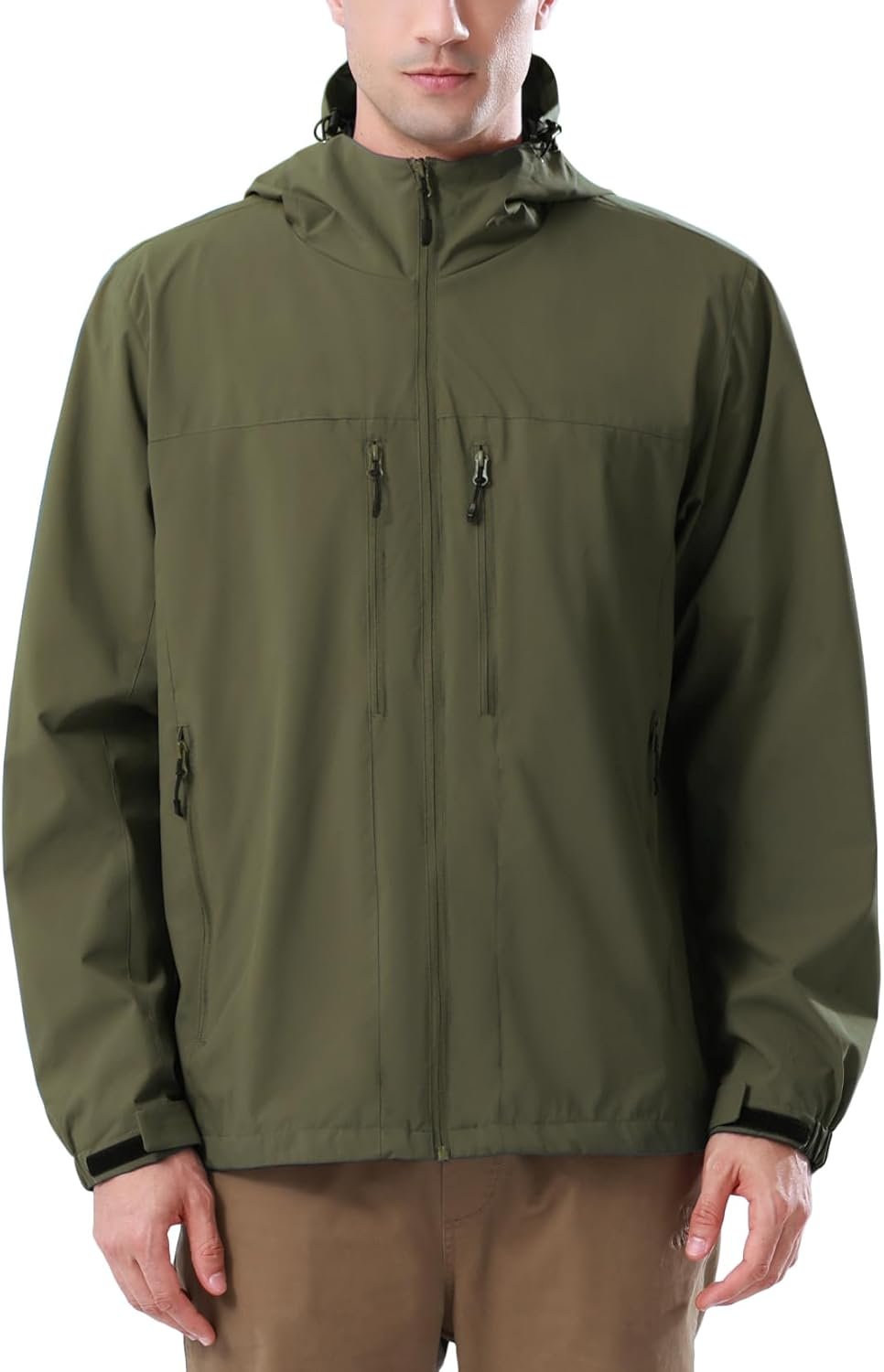 Men's Waterproof Softshell Jacket Lightweight Windbreaker Hooded Rain Coat For Outdoor Hiking