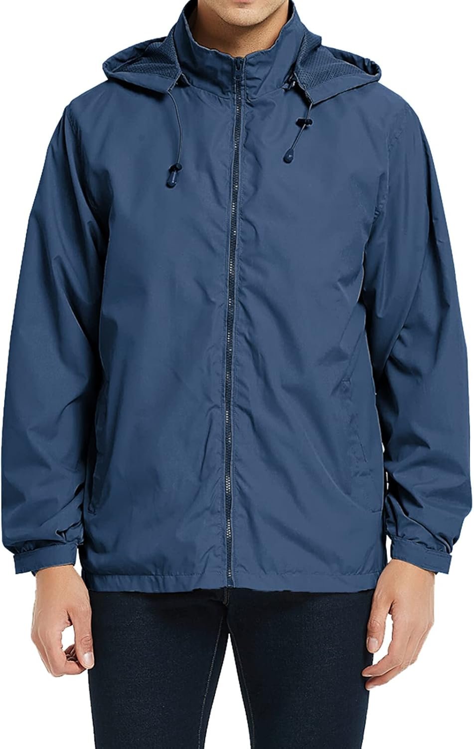 Mens Lightweight Windbreaker Waterproof Rain Jacket Hooded Windbreaker Jacket with Zipper Closure