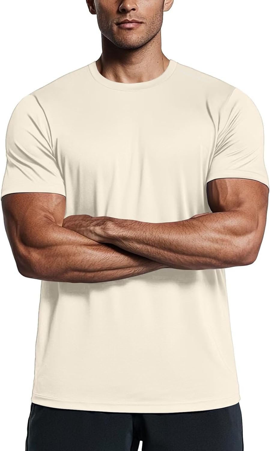 Mens Athletic Shirts Moisture Wicking Short Sleeve Quick Dry Workout T-Shirt for Gym Running Exercise