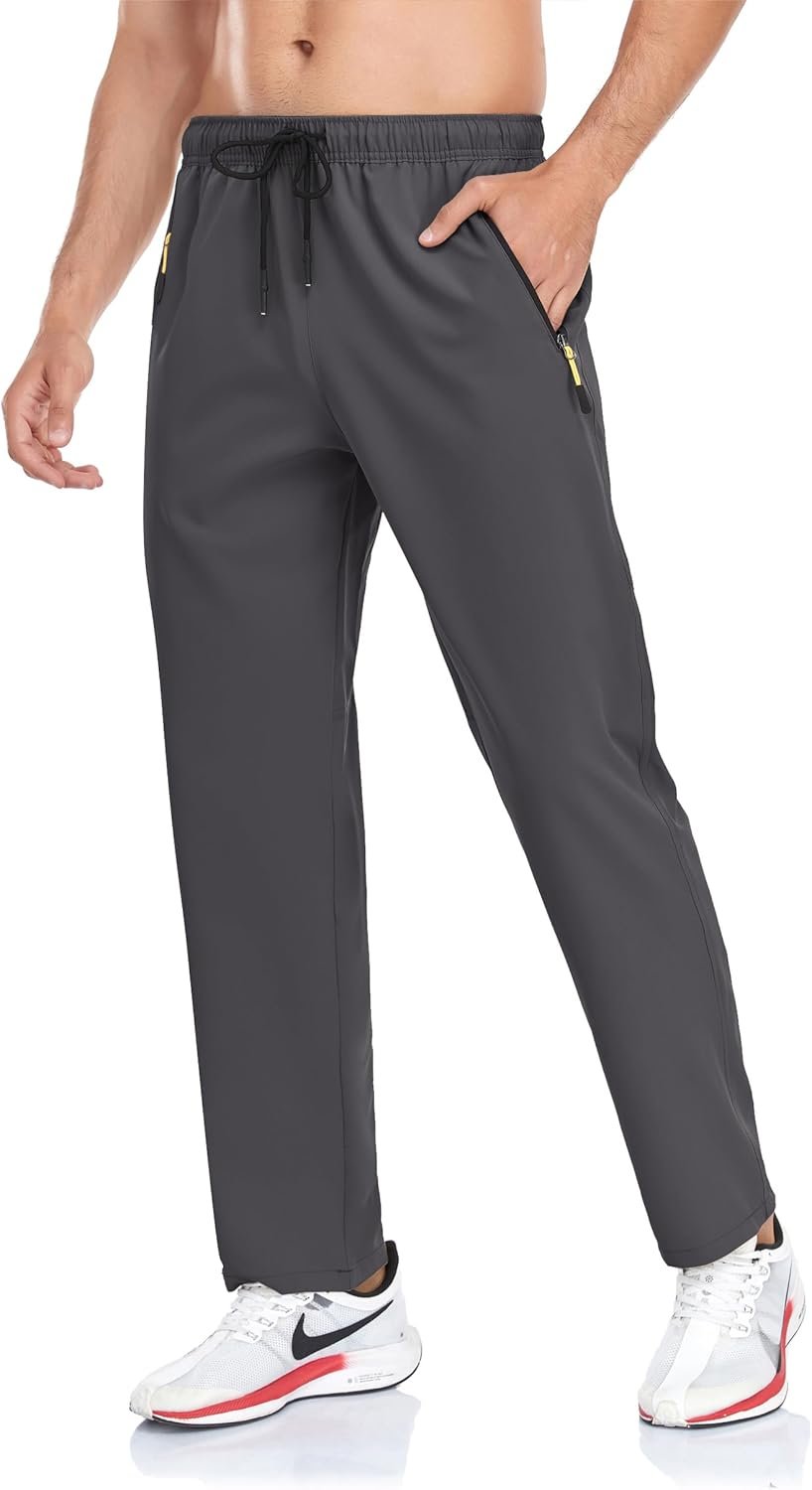 Men's Lightweight Pants with Zipper Pockets Quick Dry Workout Athletic Travel Pants - Image 2