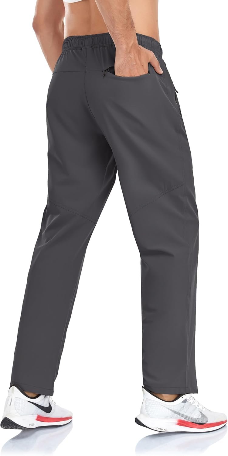 Men's Lightweight Pants with Zipper Pockets Quick Dry Workout Athletic Travel Pants