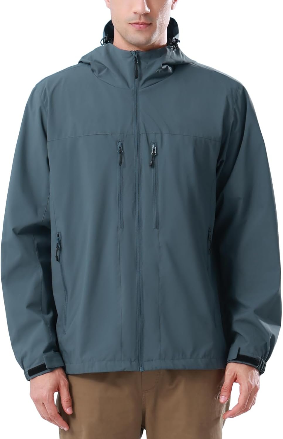 Men's Waterproof Softshell Jacket Lightweight Windbreaker Hooded Rain Coat For Outdoor Hiking