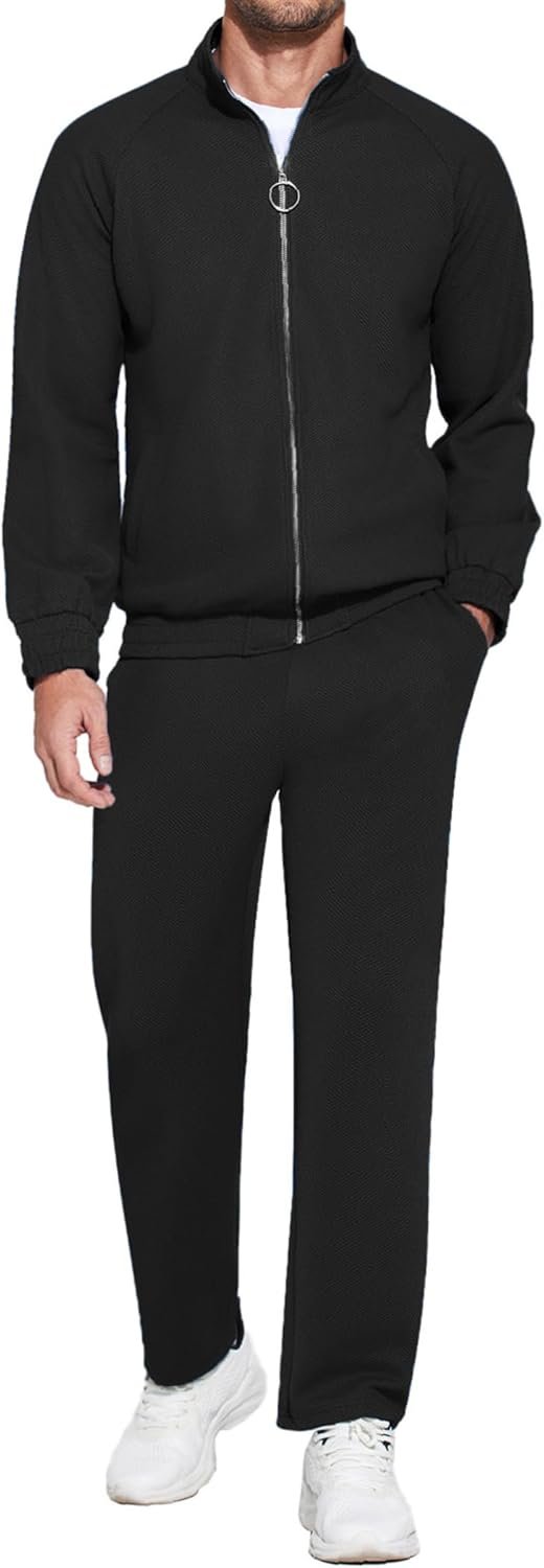 Mens 2 Piece Tracksuit Casual Sweatsuits Full Zip Track Suits Jogging Athletic Suit Sets