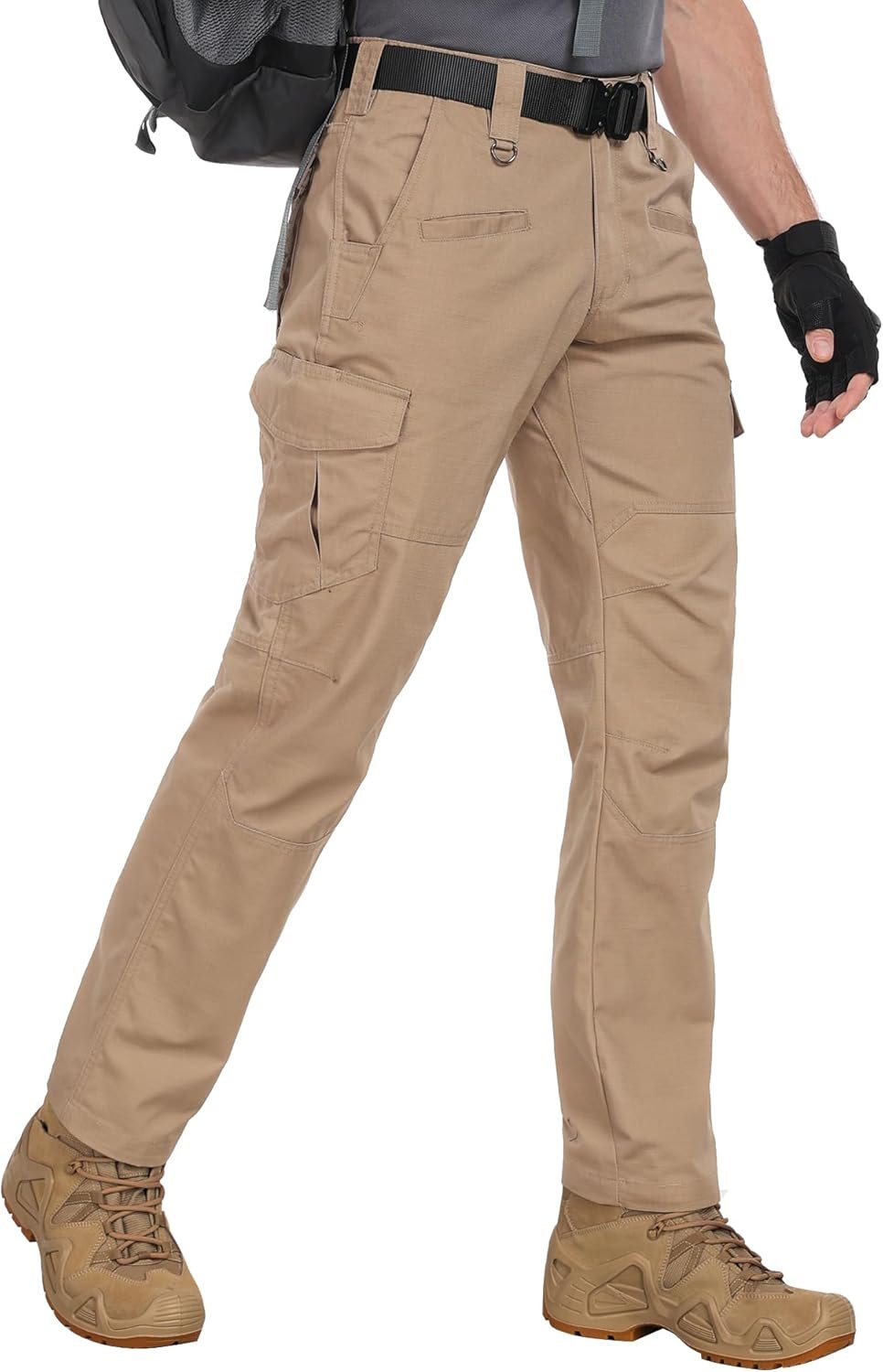 Men's Cargo Pants Ripstop Water Resistant Hiking Work Pants Outdoor Multi Pockets Army Tactical Pants (Not Belt)