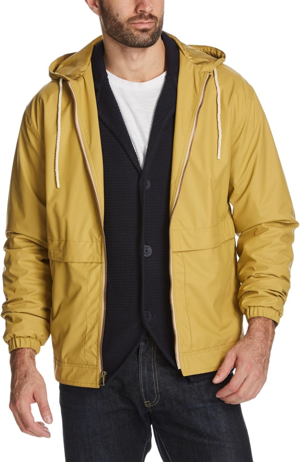 Weatherproof Vintage Mens Lightweight Waterproof Coated Hooded Rain Jacket- Light Windbreaker Raincoat for Men- Rain Slicker