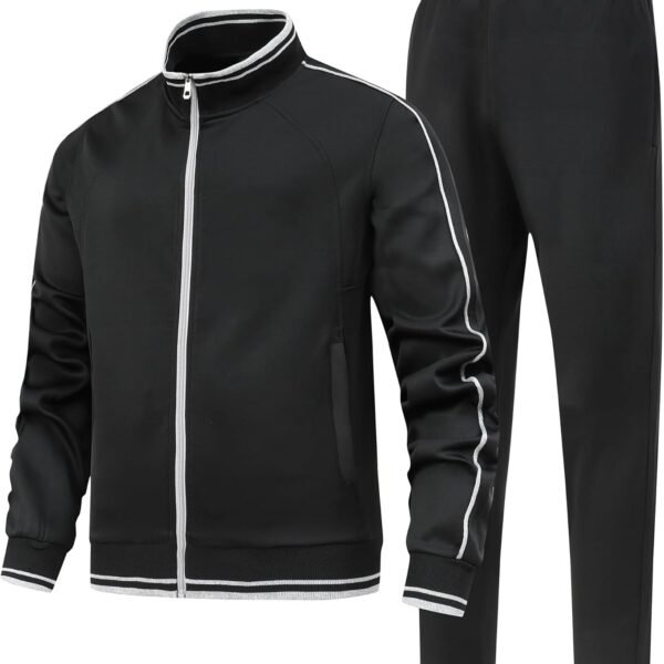 Men's 2 Pieces Athletic Tracksuit Full-Zip Workout Sweatsuit with Active Jackets and Pants