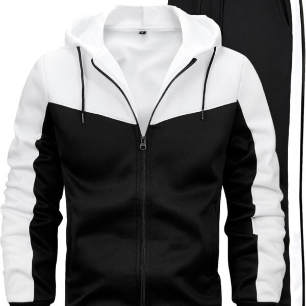 Men's 2 Pieces Tracksuit for Men Full Zip Jogger Sports Suit Gym Training Sweatsuits