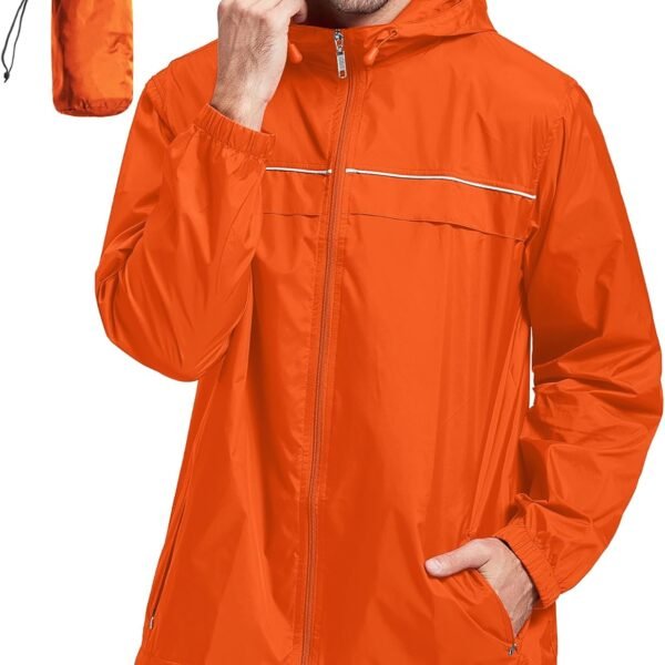 Rain Jacket Men Waterproof Windbreaker, Lightweight Hooded Raincoat for Daily Casual