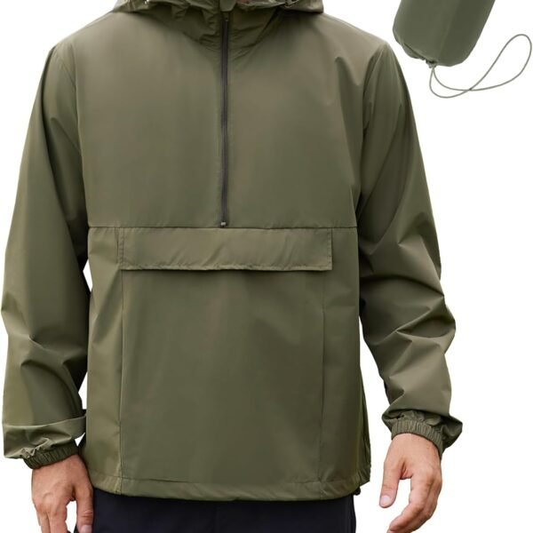 Men's Rain Jacket Waterproof Lightweight Packable Raincoat Pullover Windbreaker With Hood For Hiking Running
