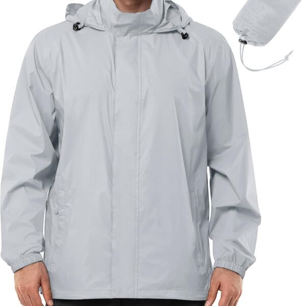 Men's Rain Jacket Waterproof Lightweight Packable Rain Shell Raincoat with Hood for Golf Hiking Travel