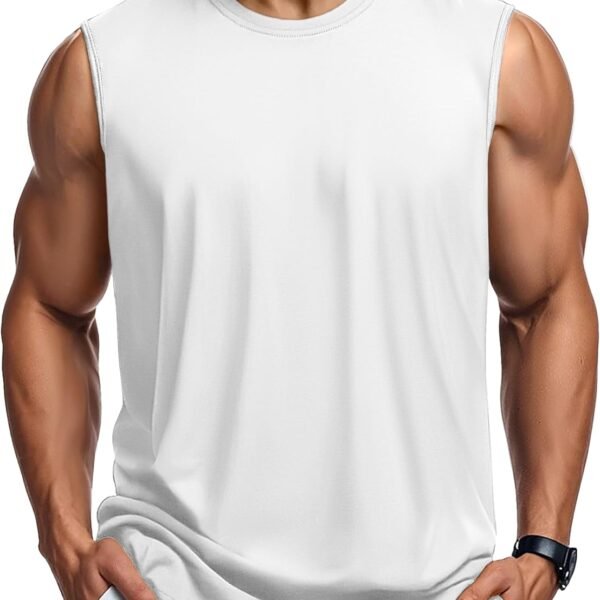 Men's Tank Top Cotton Muscle Workout Gym Shirts Moisture Wicking Lightweight Summer Casual Sleeveless Shirts