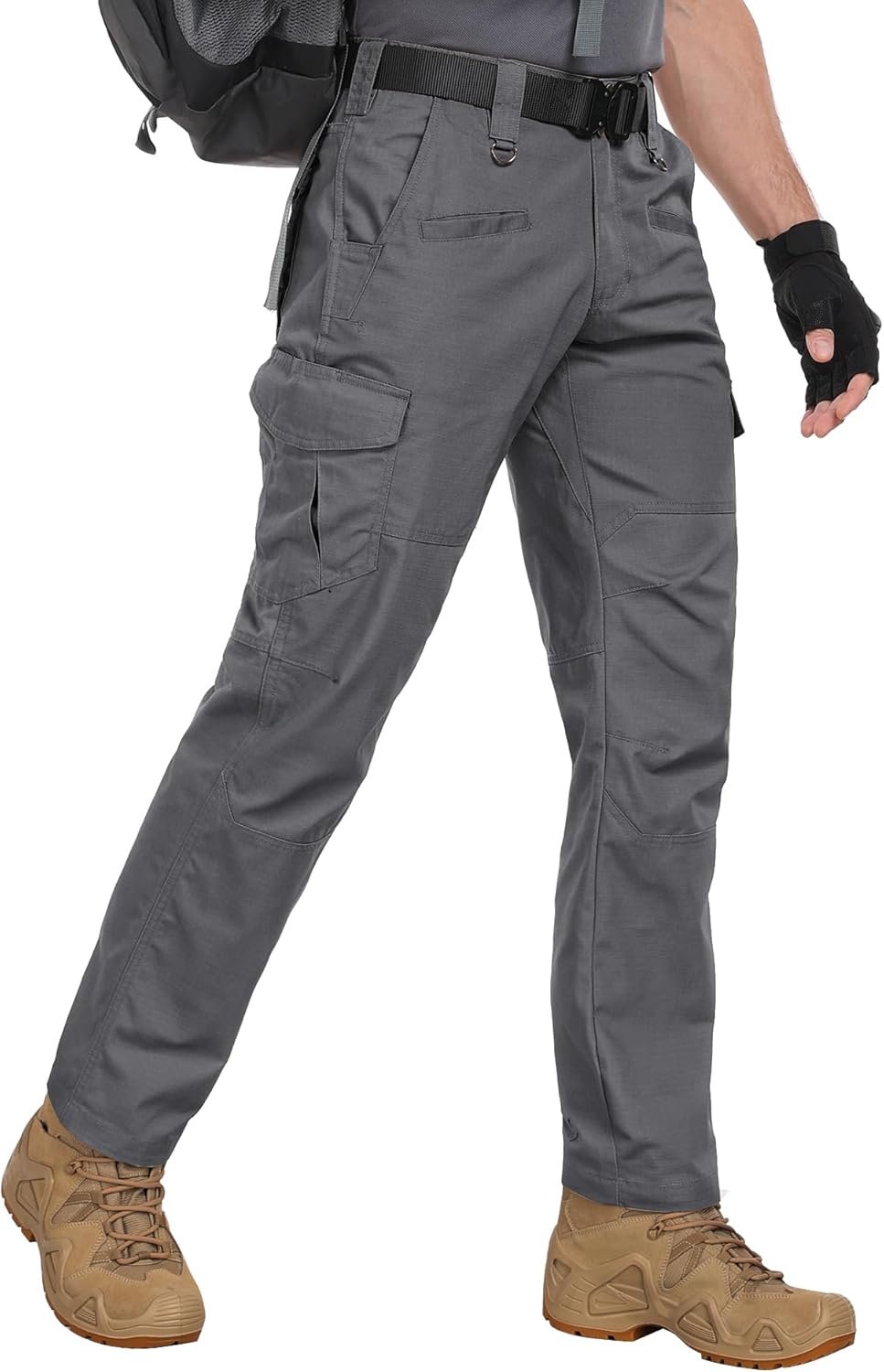 Men's Cargo Pants Ripstop Water Resistant Hiking Work Pants Outdoor Multi Pockets Army Tactical Pants (Not Belt)