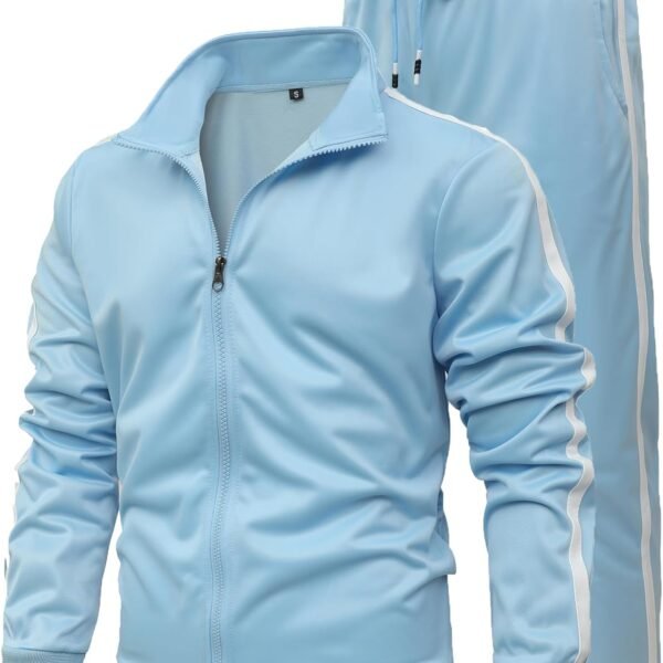 Men's Athletic 2 Pieces Tracksuit Casual Full Zip Jogging Sweat Suit Workout Sports Set Sportswear