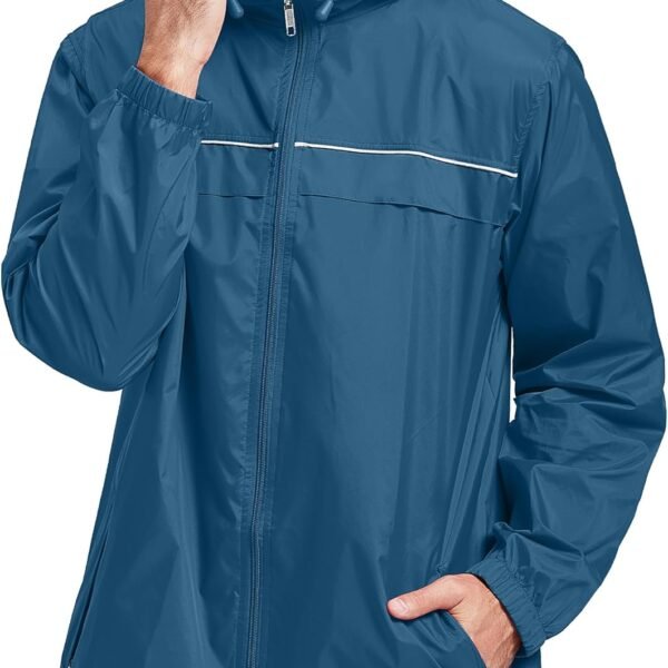 Rain Jacket Men Waterproof Windbreaker, Lightweight Hooded Raincoat for Daily Casual