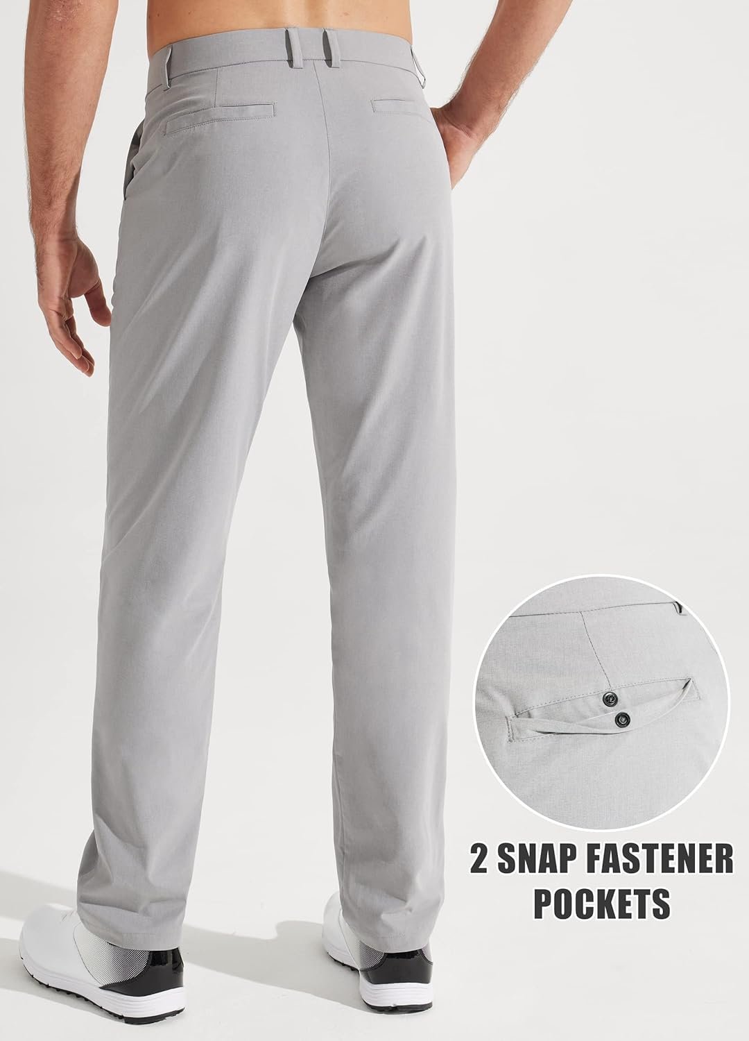 Mens Golf Pants Stretch Work Dress Pants 30"/32"/34" Quick Dry Lightweight Casual Comfy Trousers with Pockets - Image 2