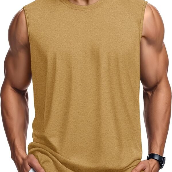 Men's Tank Top Cotton Muscle Workout Gym Shirts Moisture Wicking Lightweight Summer Casual Sleeveless Shirts