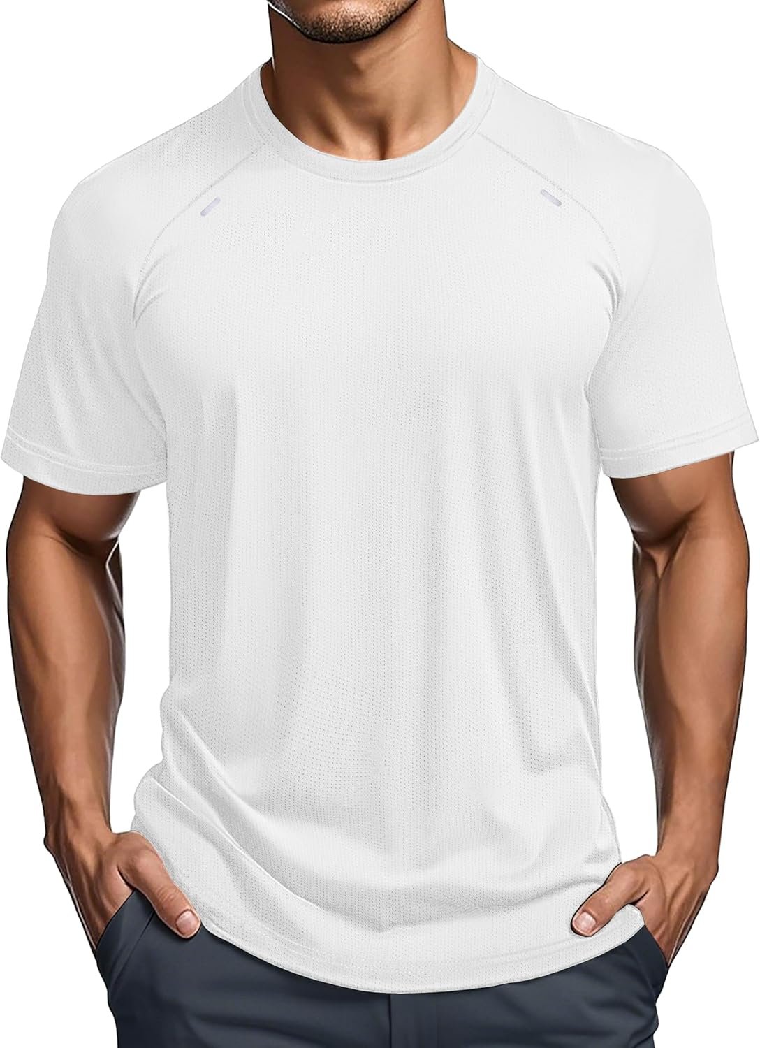 Men's Dry Fit Shirts Mesh Short Sleeve Athletic Lightweight Workout Performance Hiking Shirt